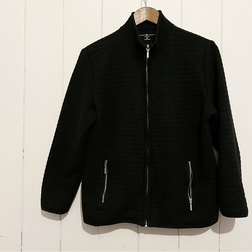Karen Scott Quilted Jacket. Black. Size PL.